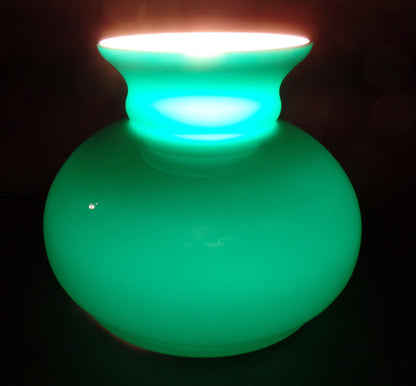 New 7" Cased Green Over Opal Plain Top Oil Student Table Glass Lamp Shade #7S637