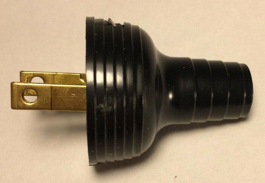 New Leviton Large Black Round Ribbed Lamp Cord Plug For Large Round Wire #LP573 - Stone Door Lamps