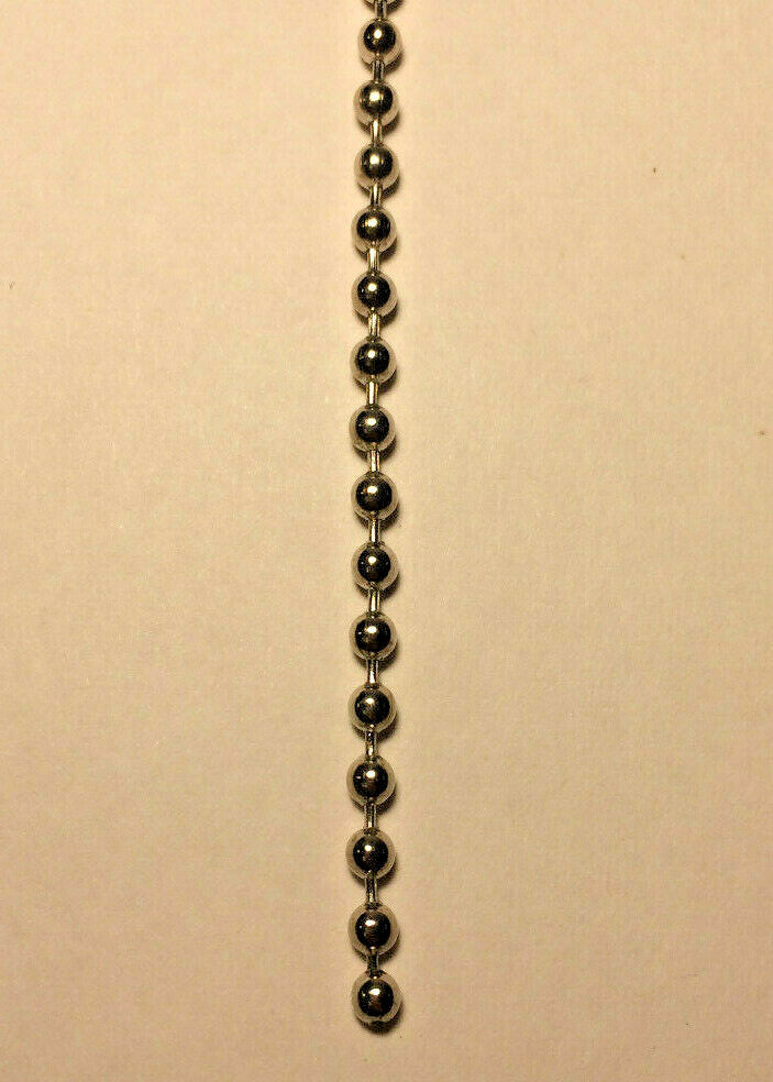 New #6 Nickel Beaded Chain For Lamp Sockets & Ceiling Fans, Sold Per Ft. #BC600N
