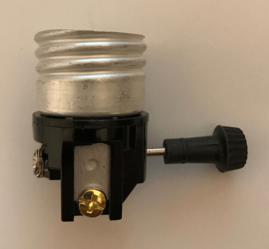 New On/Off Turn Knob Lamp Socket Interior, E26, Short Mandrel (Turn Knob) SO201i - Stone Door Lamps