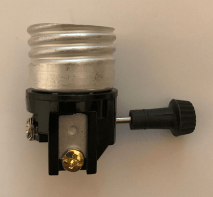 New On/Off Turn Knob Lamp Socket Interior, E26, Short Mandrel (Turn Knob) SO201i - Stone Door Lamps