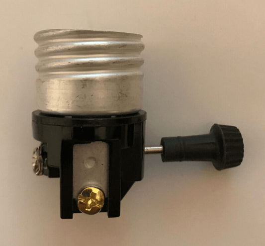 New On/Off Turn Knob Lamp Socket Interior, E26, Short Mandrel (Turn Knob) SO201i - Stone Door Lamps