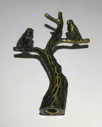 New 2 7/8" Cast Brass Tree Of Life Lamp Finial w/ Antique Finish, 1/4 - 27F Tap - Stone Door Lamps
