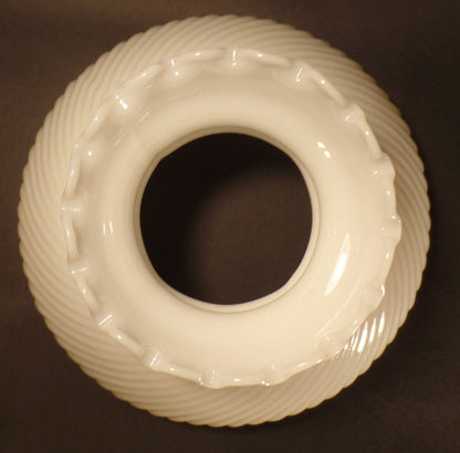 New 10" Glass Opal White Rib Swirl Crimp Top Student Lamp Shade USA Made #SH011