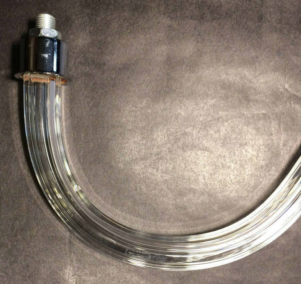 New Fluted Glass Chandelier Arm, 12" Length, Hollow For Wiring, 1/8 IP Threads