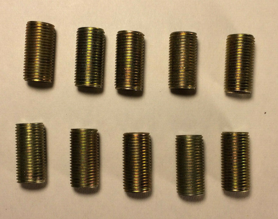 Lot Of 10, 3/4" ,1/8 IP Zinc Plated Steel Lamp Nipples 3/8" O.D., Rust Resistant