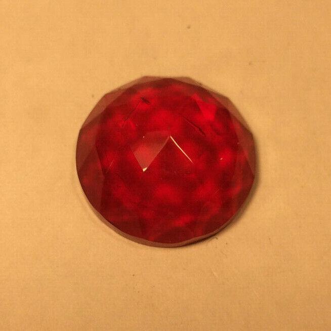 New Ruby Color Faceted Glass Jewel For Inserting Into Brass Banding #GJ123R - Stone Door Lamps