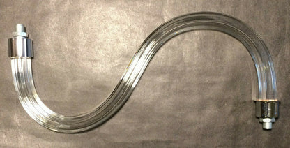 New Fluted Glass Chandelier Arm, 12" Length, Hollow For Wiring, 1/8 IP Threads