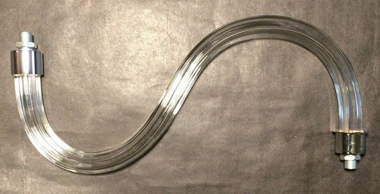New Fluted Glass Chandelier Arm, 12" Length, Hollow For Wiring, 1/8 IP Threads