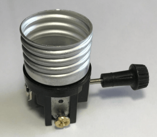 New 3 Terminal Turn Knob Lamp Socket Interior for Wiring Bottom Light Bulb - Stone Door Lamps