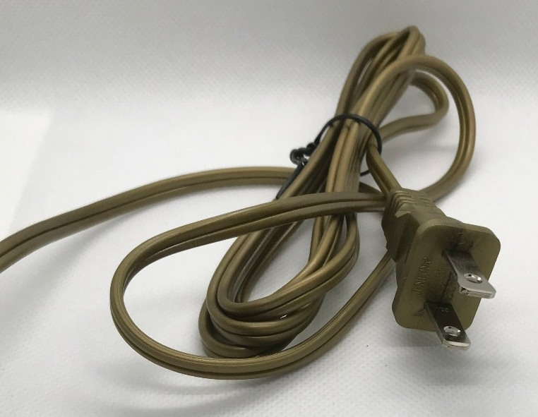 New 6' Unfinished Brass 18/2 Plastic Covered Lamp Cord Plug Set SPT-1,UL,#CS707