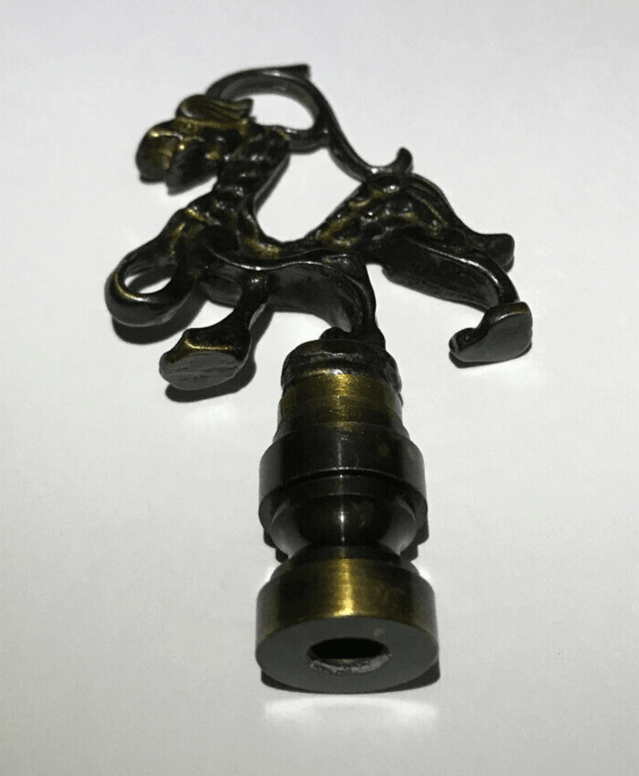 New 2 11/16" Brass Oriental Lamp Finial, Antique Brass Finish, 1/4 - 27F #BF166A - Stone Door Lamps