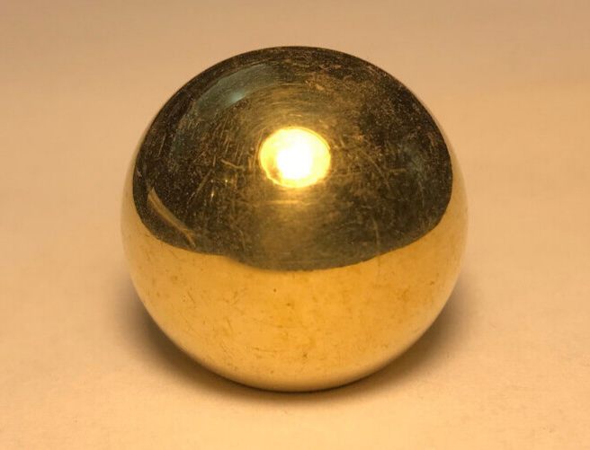 New 1" Diameter Brass Ball Lamp Finial, Cap, Unfinished Brass, 1/4F Tap #BF068U