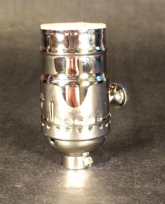 New 3 - Way Turn Knob Lamp Socket Nickel Plated Solid Brass Industrial Style #273N - Stone Door Lamps