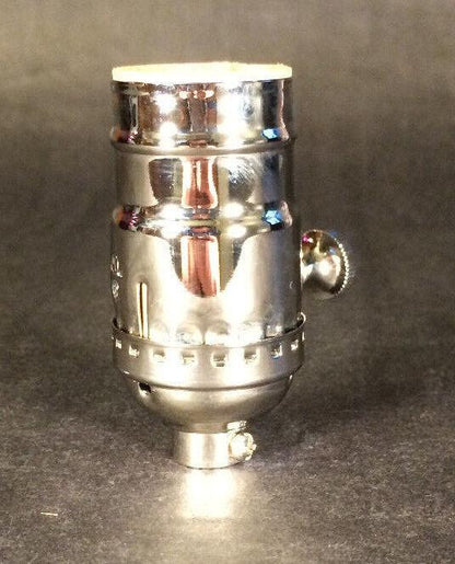 New 3 - Way Turn Knob Lamp Socket Nickel Plated Solid Brass Industrial Style #273N - Stone Door Lamps