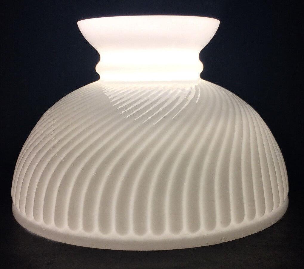 New 10" Opal White Milk Glass Rib Swirl Student Lamp Shade, USA made, #SH010 - Stone Door Lamps