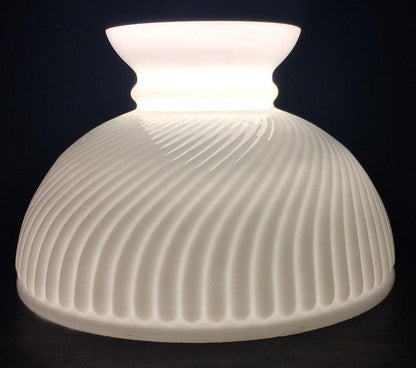 New 10" Opal White Milk Glass Rib Swirl Student Lamp Shade, USA made, #SH010 - Stone Door Lamps