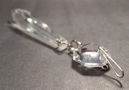 2 1/2" (63mm) LONG CLEAR CRYSTAL U - DROP PRISM CHROME PINS SOLD INDIVIDUALLY 153N - Stone Door Lamps
