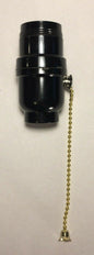 New Phenolic Bakelite Pull Chain Uno Lamp Socket w/ Brass Chain, E26, #SO676 - Stone Door Lamps