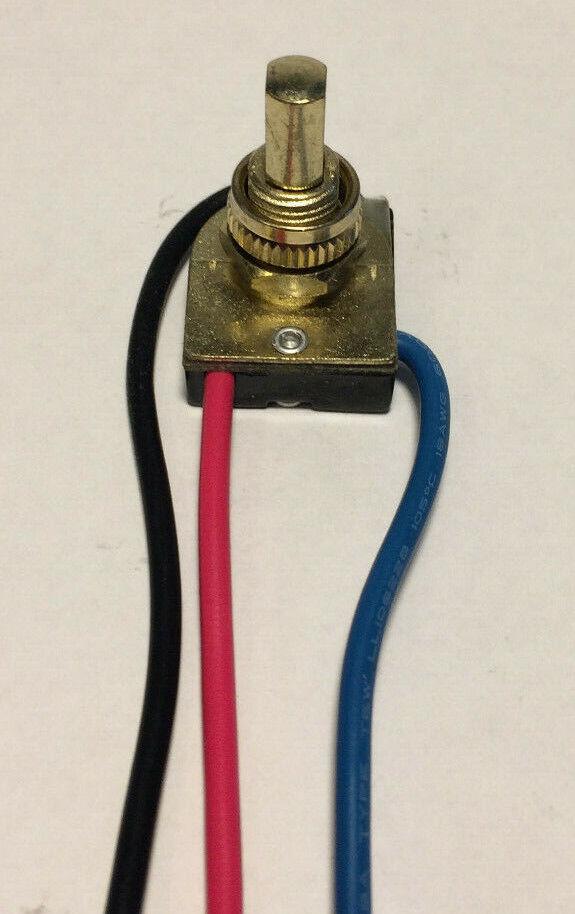 New 3 - way, 4 position Brass Push Canopy Switch, 3/8" Shank, 6" Wire Leads #CS409 - Stone Door Lamps