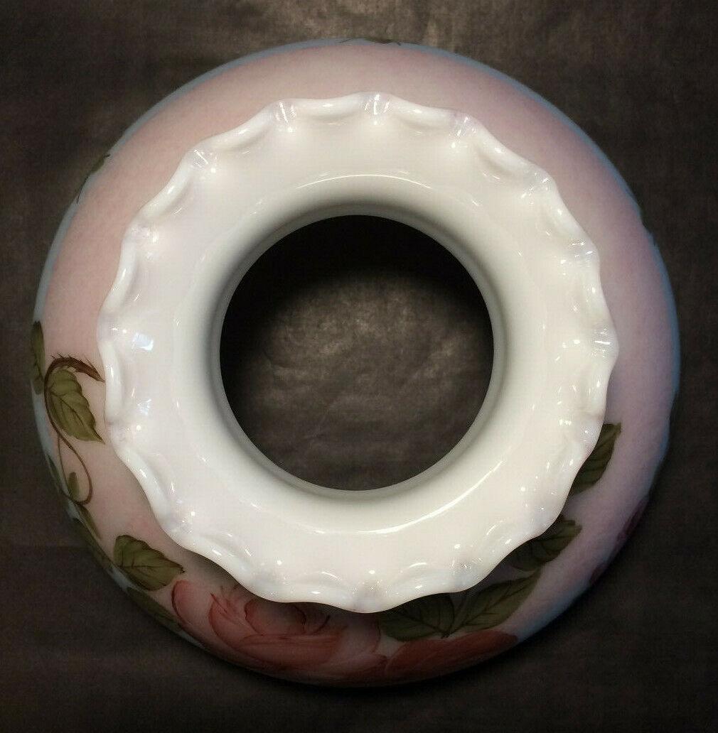 New 10" Hand Painted Student Shade W/ Queen Elizabeth Roses Mottled Carmine Tint - Stone Door Lamps