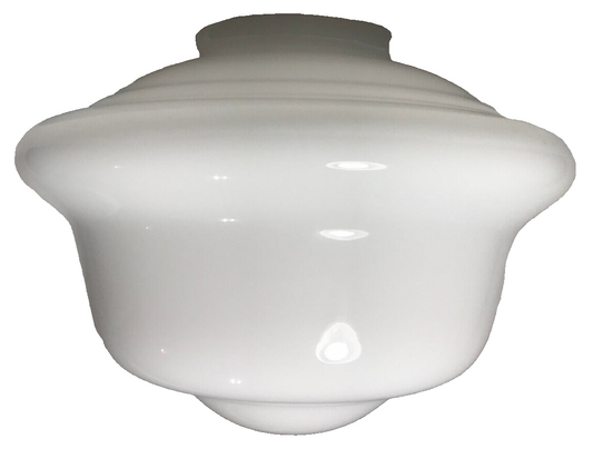 New Clear Over Opal Glass Schoolhouse Pendant Shade, 8" Dia., 3 1/4" Lip Fitter