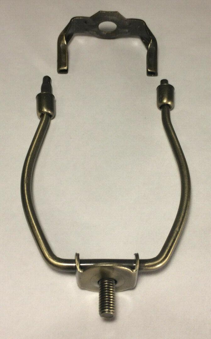 New 5 1/2" Miniature Lamp Harp, Antique Brass Finish For Small Lamps Reg. Weight - Stone Door Lamps