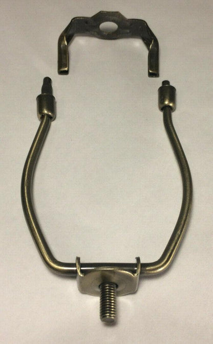 New 5 1/2" Miniature Lamp Harp, Antique Brass Finish For Small Lamps Reg. Weight - Stone Door Lamps
