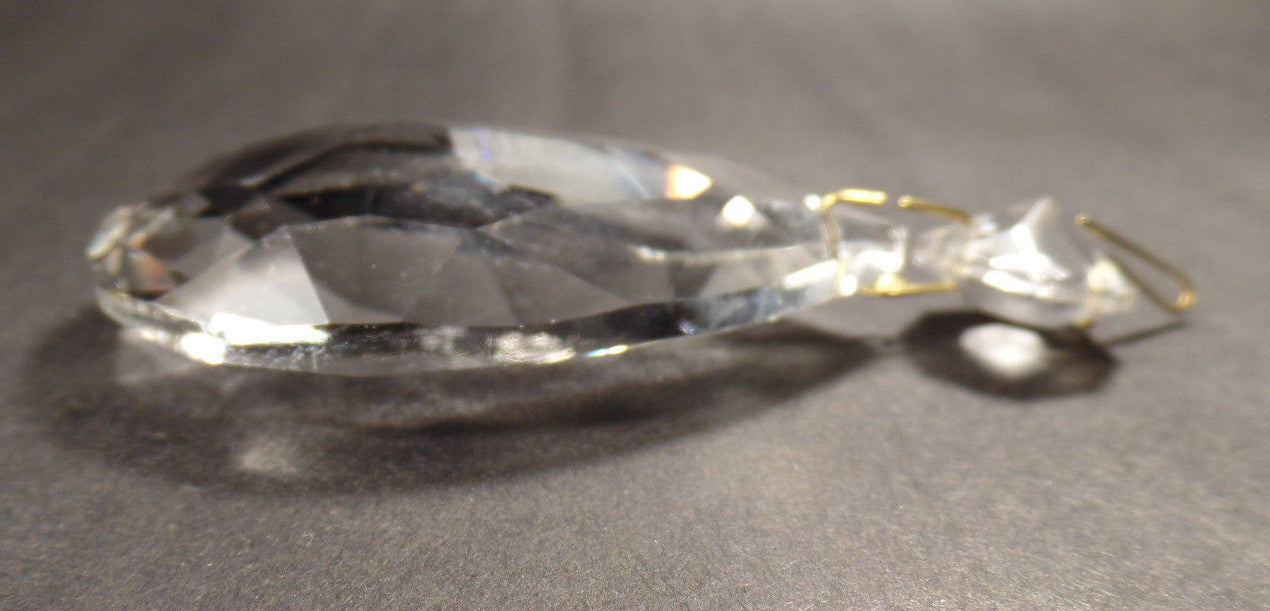 3" (76mm) Clear Glass Crystal Pendalogue Prism w/ Brass Pins Chandelier Lamp
