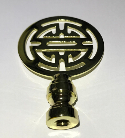 New 2 3/4" Brass Oriental Lamp Finial, Polished & Lacquered, 1/4-27F #BF161
