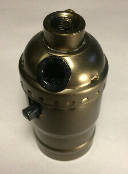 New Push - Thru Lamp Socket With Side Outlet For Cord, Antique Brass Finish #340A - Stone Door Lamps