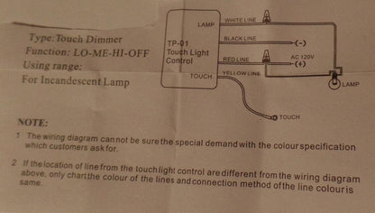 Zing Ear TP - 01 ZH Touch Light Table Lamp Control Dimmer Switch #SO123 - Stone Door Lamps