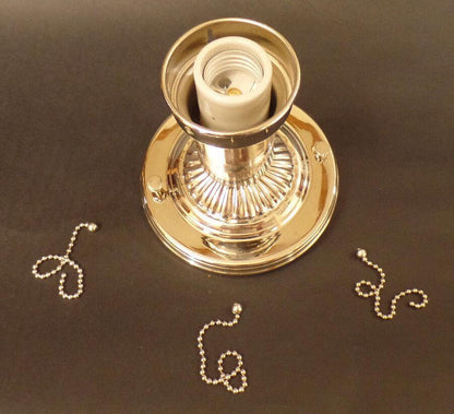 New Nickel Finish Bead Chain Ceiling Light Fixture Hardware Set For 3 Hole Shade - Stone Door Lamps
