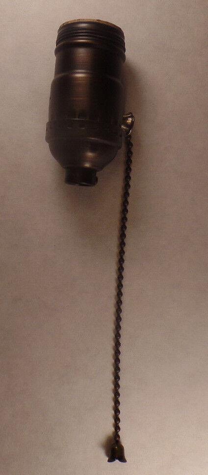 On/Off Antique Bronze Brass Pull Chain Early Electric Style Uno Lamp Socket 285B