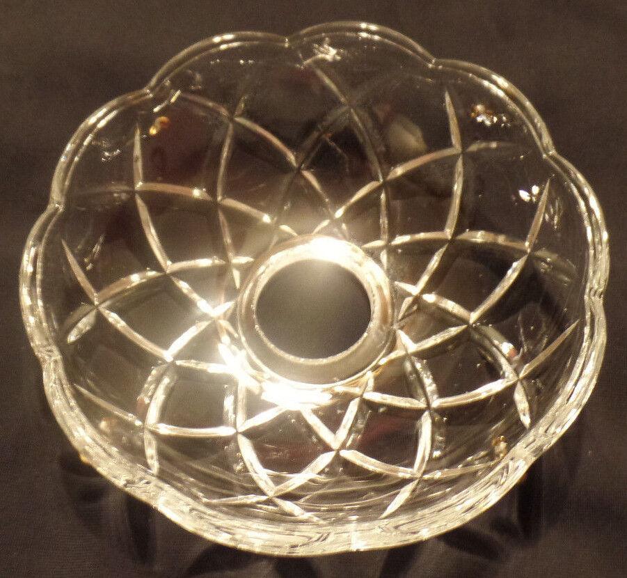 NEW 4" Pressed Glass Round Lamp Prism Chandelier Bobeche w/ 4 Brass Pins #BB900 - Stone Door Lamps