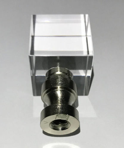 New Clear Crystal Cube Lamp Finial, Satin Nickel Brass Base, 1 3/4" ht., 1/4-27