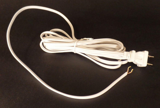 NEW 12' White 18/2 Plastic Covered Lamp Cord Plug Set SPT - 1,U.L. Listed, #CS721 - Stone Door Lamps