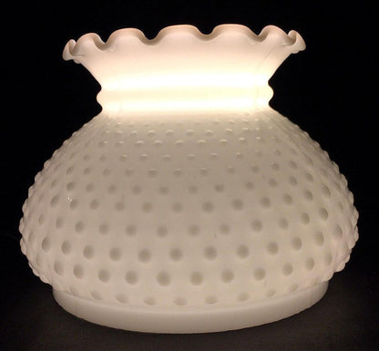 7" Milk Glass White Hobnail Student Kerosene Oil Electric Table Lamp Shade #612 - Stone Door Lamps