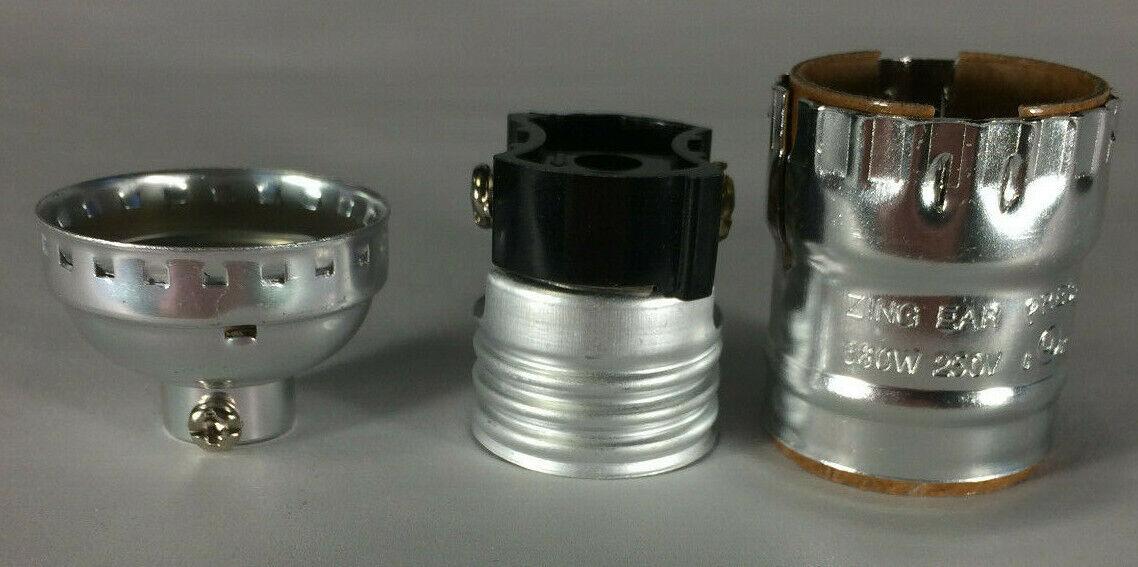 New Short Keyless Lamp Socket, Medium Base (E26), Nickel Finish #CS348N - Stone Door Lamps