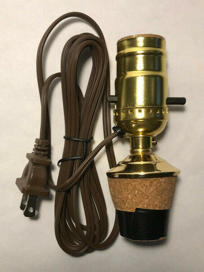New Make A Bottle Lamp Kit With 1 3/4" Cork Base And 6 ft. Brown Cord #BK351 - Stone Door Lamps