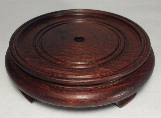 New 5" Footed Oriental Wooden Lamp Base With Rosewood Finish 1/8 IP Slip #WB254R - Stone Door Lamps