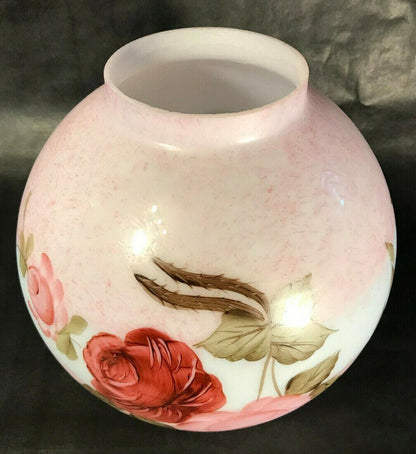 New 9" Hand Painted Queen Elizabeth Floral Scene Mottled Carmine Tint Ball Shade - Stone Door Lamps