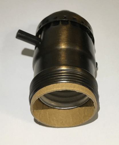 On/Off Antique Bronze Early Electric Style Uno Thread Push - Thru Lamp Socket 280B - Stone Door Lamps