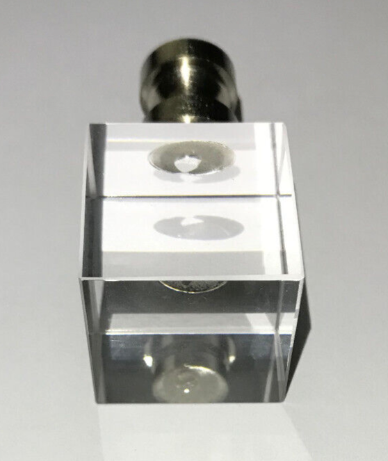 New Clear Crystal Cube Lamp Finial, Satin Nickel Brass Base, 1 3/4" ht., 1/4-27