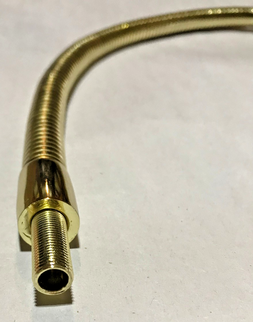 New 18" Long Flexible Brass Plated Steel Lamp Arm, 1 9/32" Diameter, 1/8M #LA079