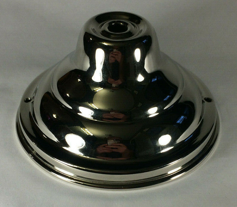 New 5 1/4" Diameter Brass Fixture Canopy w/ Nickel Finish, 2 3/4" Deep, #CA830N