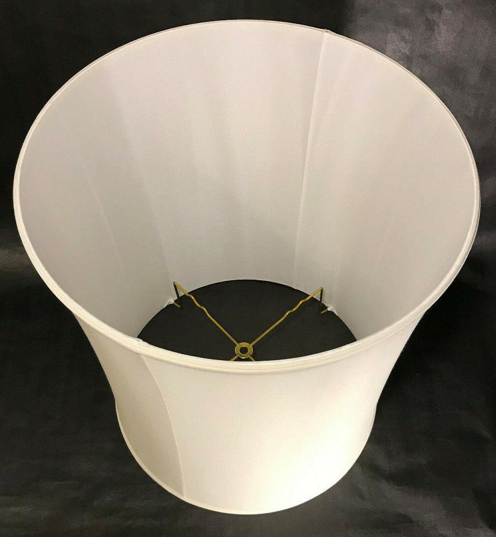 New 14x15x17 Eggshell Satin Cylinder Softback Fabric Lamp Shade, Tissue Shantung - Stone Door Lamps