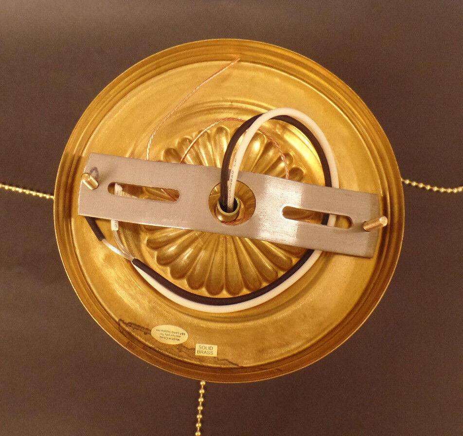 New Polished Brass Bead Chain 3 Hole Shade Ceiling Light Fixture Hardware Set - Stone Door Lamps