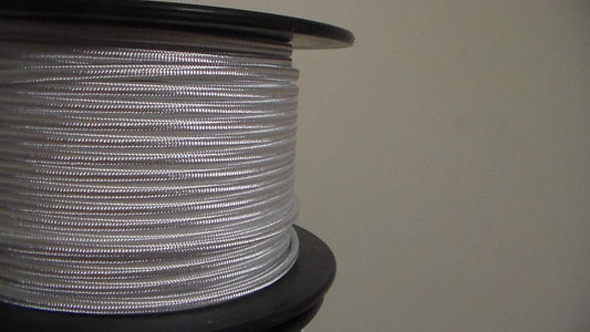 White Parallel Rayon Covered Wire Antique Vintage Style Cloth Lamp Cord 6ft Min. - Stone Door Lamps