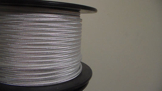 White Parallel Rayon Covered Wire Antique Vintage Style Cloth Lamp Cord 6ft Min.